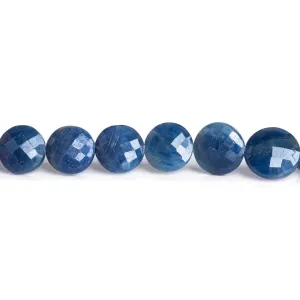 10-12mm Blue Sapphire Faceted Coins 8 inch 19 beads