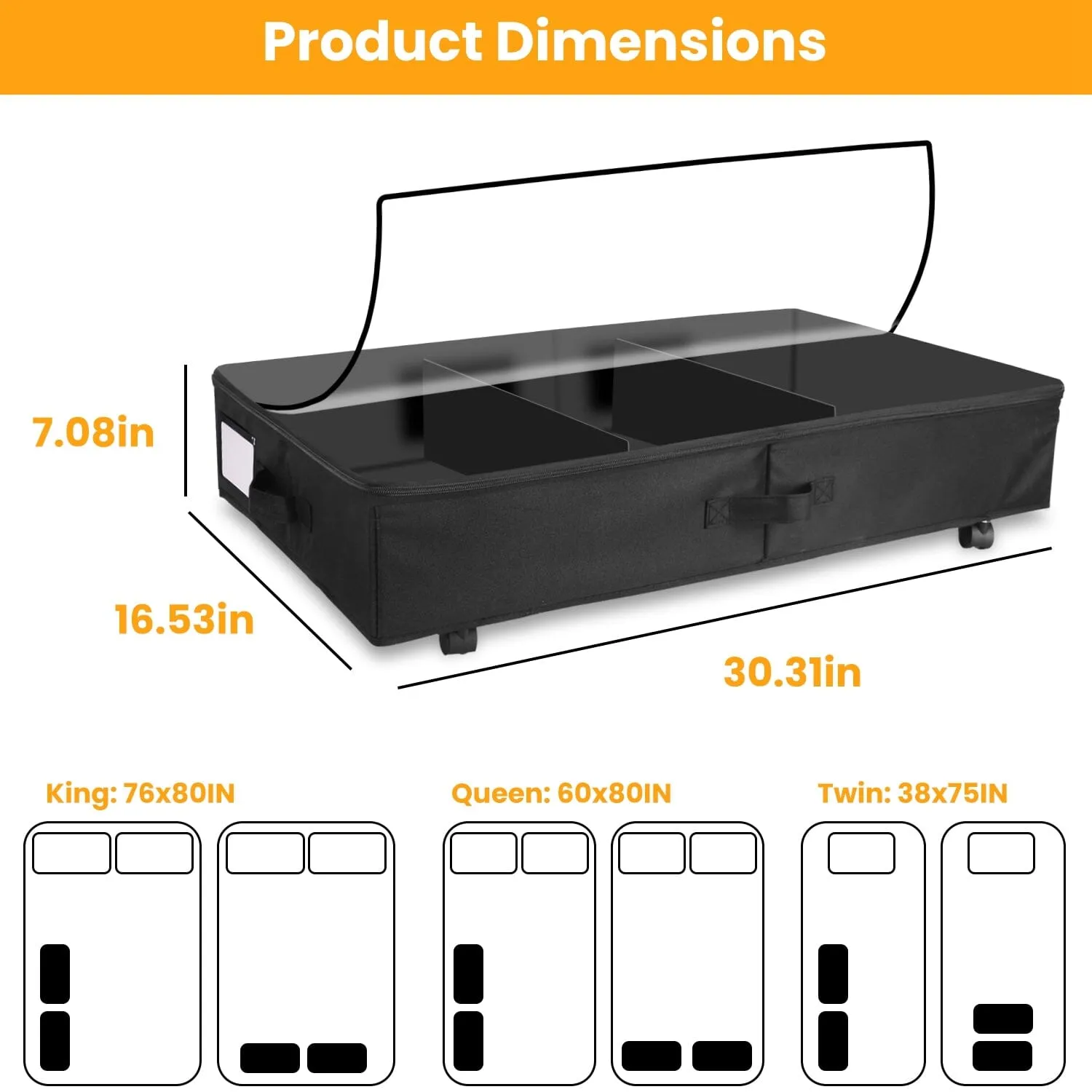 2-Piece: Under Bed Storage Container