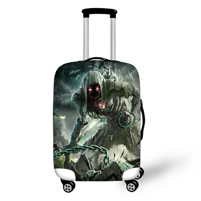 3D Ghost elements print travel luggage suitcase protective cover stretch waterproof portable luggage covers rain cover