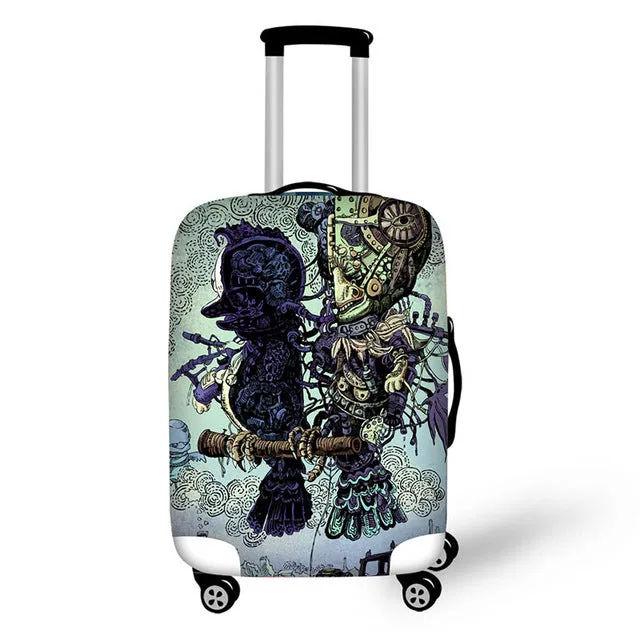 3D Ghost elements print travel luggage suitcase protective cover stretch waterproof portable luggage covers rain cover