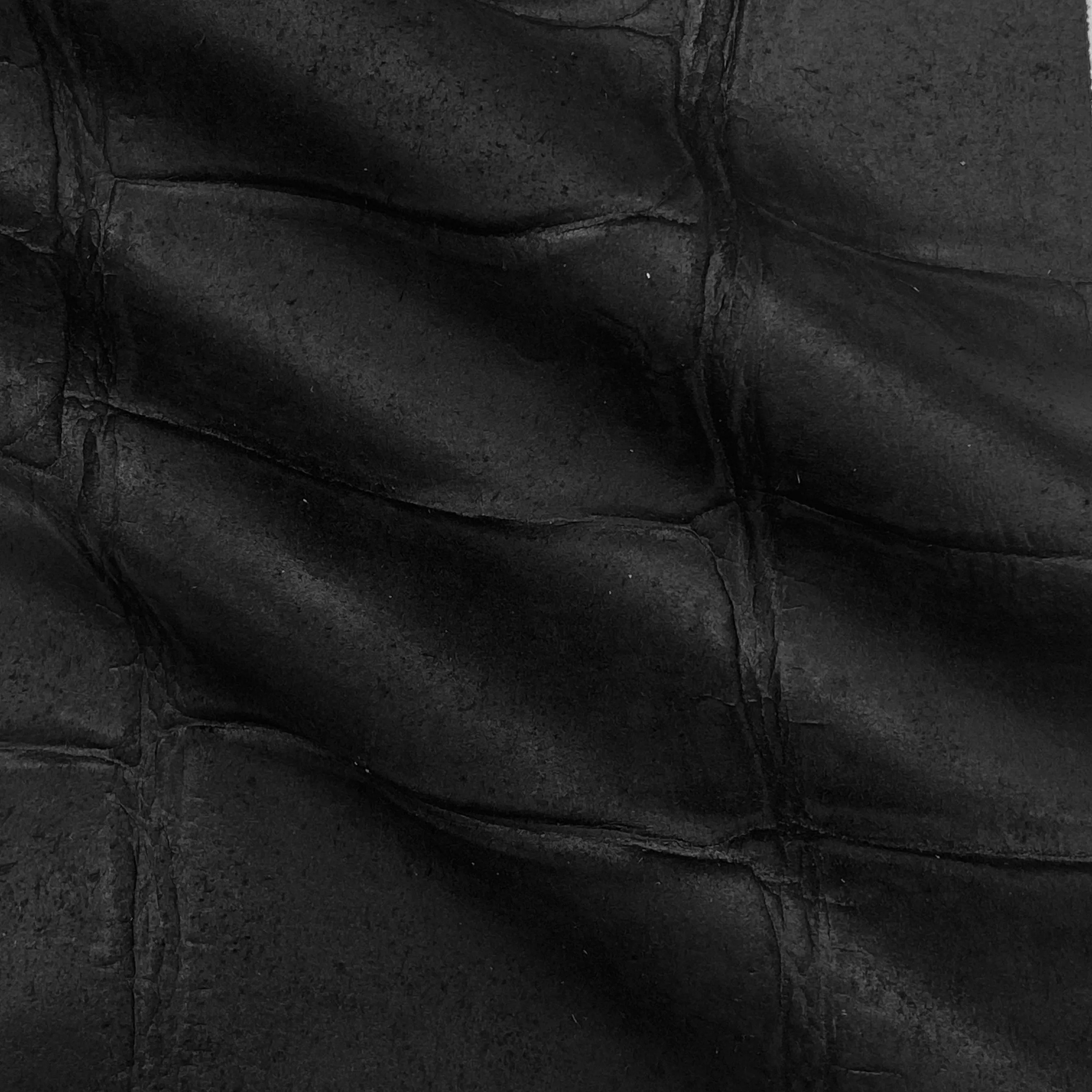 3oz (1.2mm) Black Broad Scale Reptile Embossed Cow Leather (per square foot)