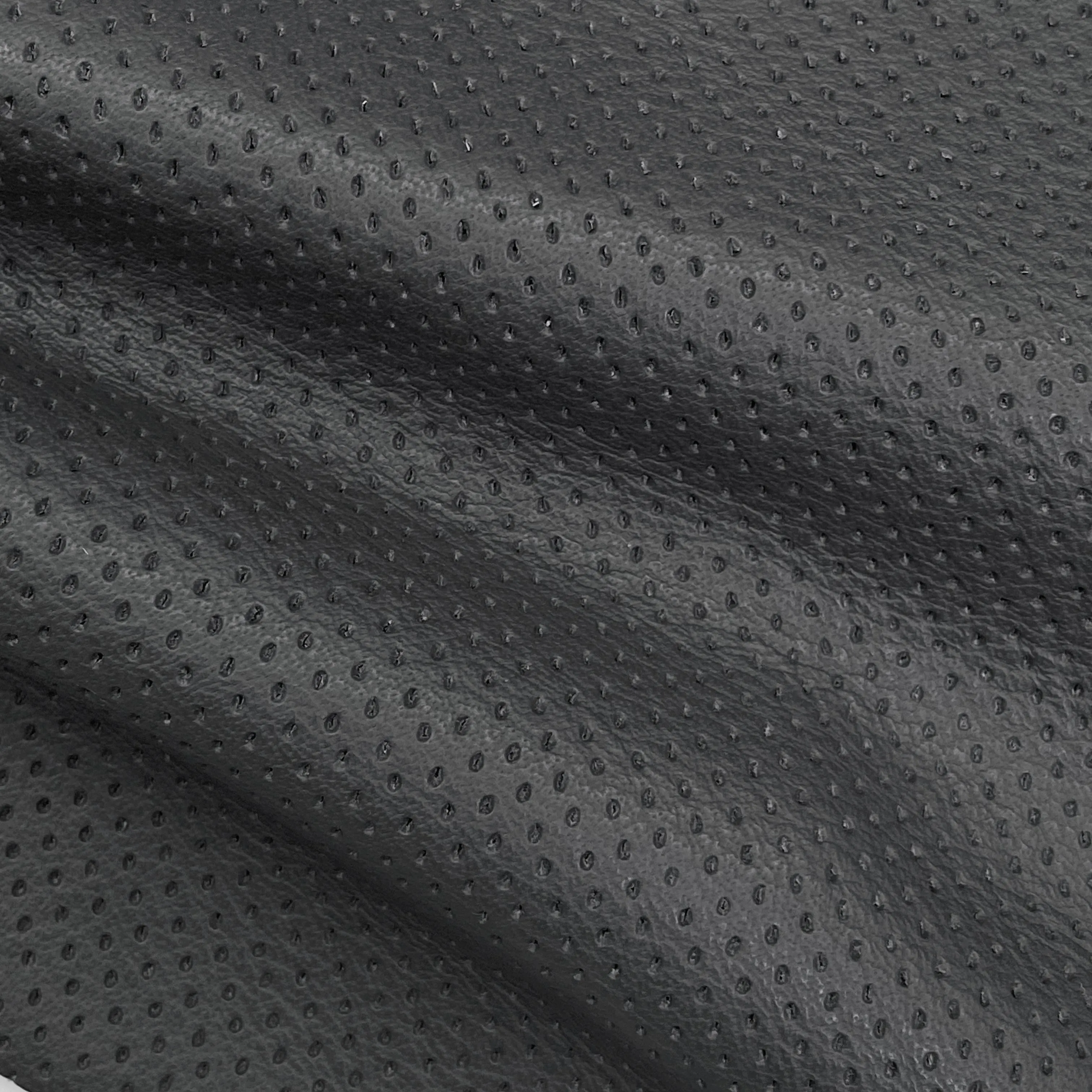 3oz (1.4mm) Perforated Cow Leather - Iron (per square foot)