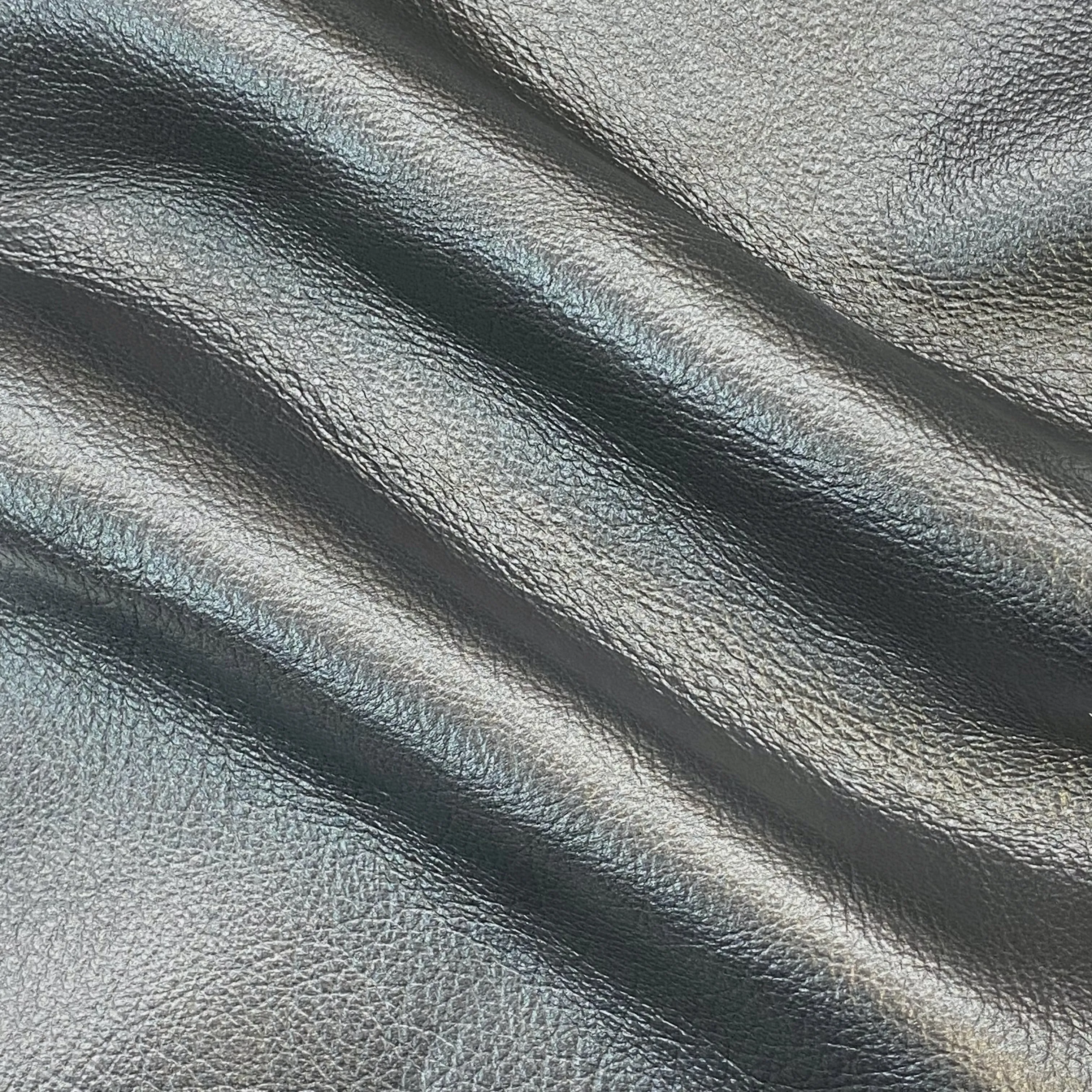 3oz (1.5mm) Metallic Cow Leather - Gunmetal (per square foot)