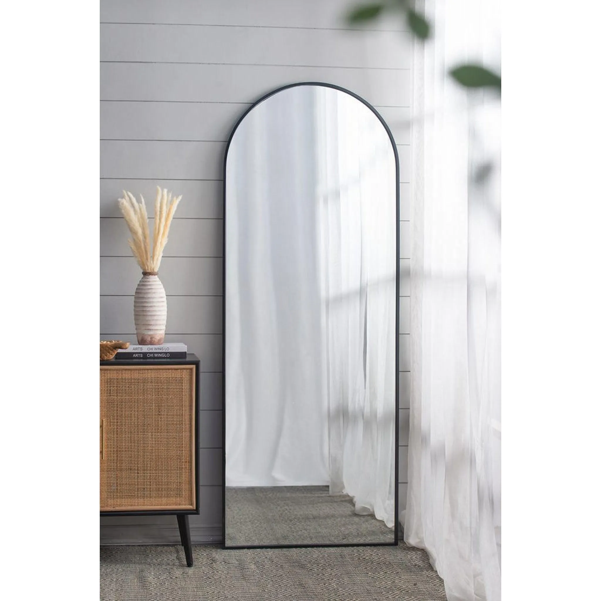 A&B Home Celine 28" x 74" Bundle of 6 Arched Shaped Black Metal Frame Wall-Mounted Body Mirror