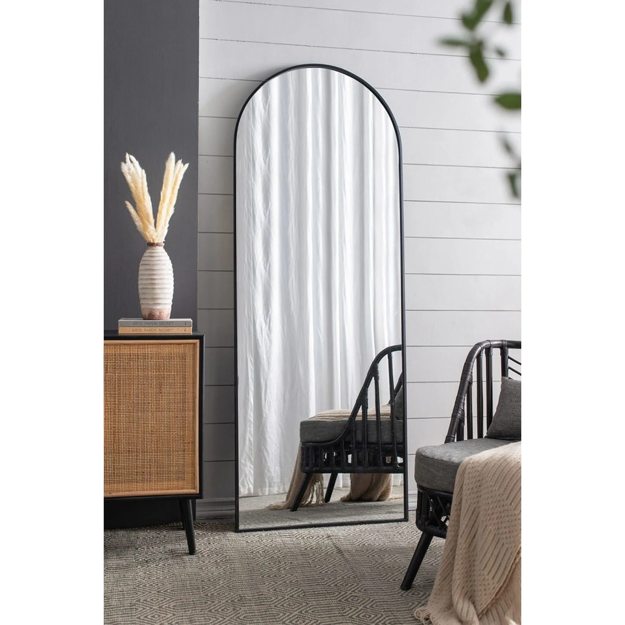 A&B Home Celine 28" x 74" Bundle of 6 Arched Shaped Black Metal Frame Wall-Mounted Body Mirror