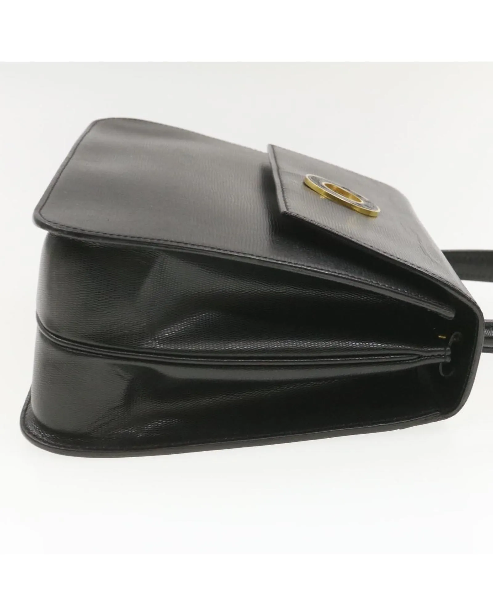 Authentic Black Leather 2-Way Hand Bag by Celine