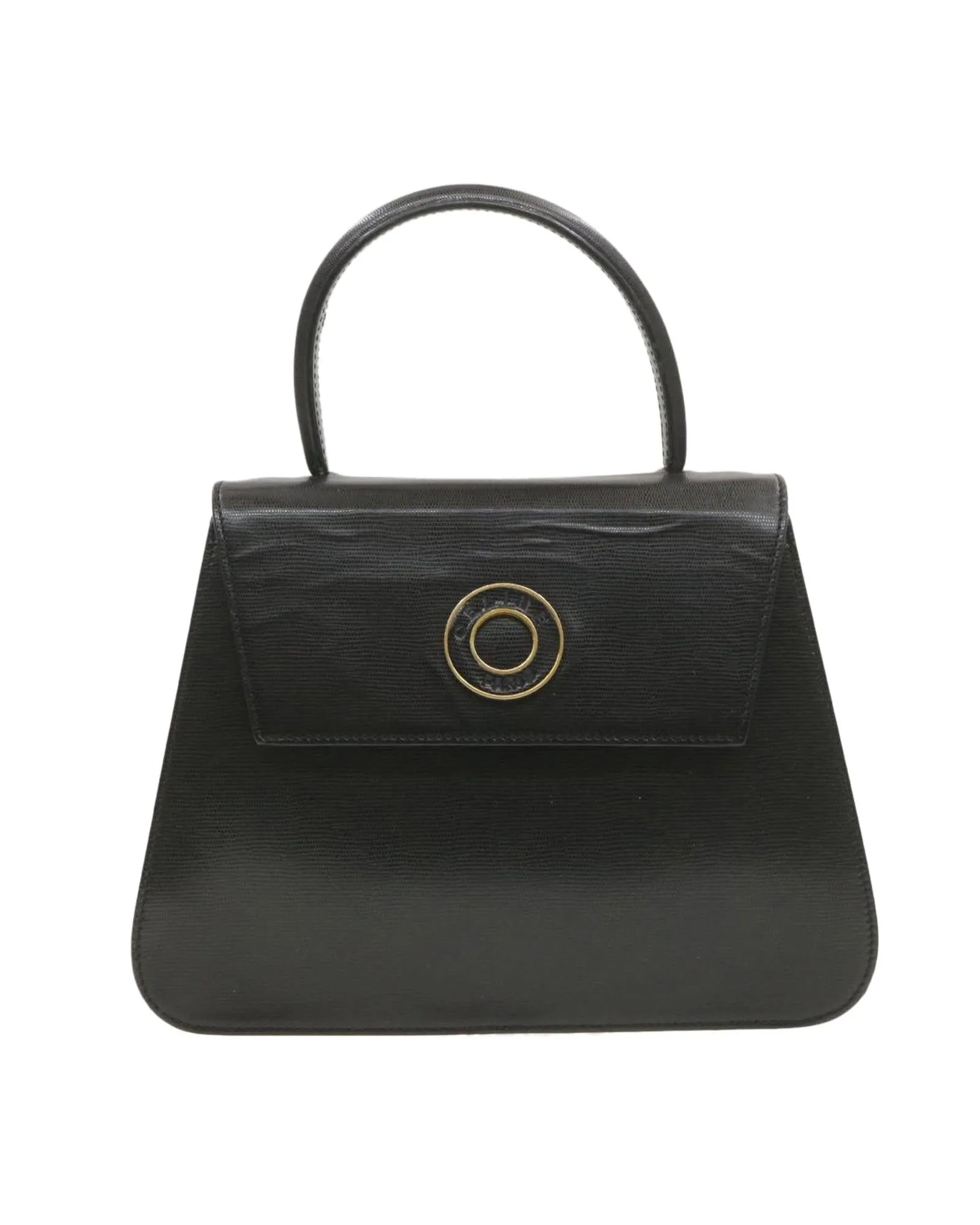 Authentic Black Leather 2-Way Hand Bag by Celine