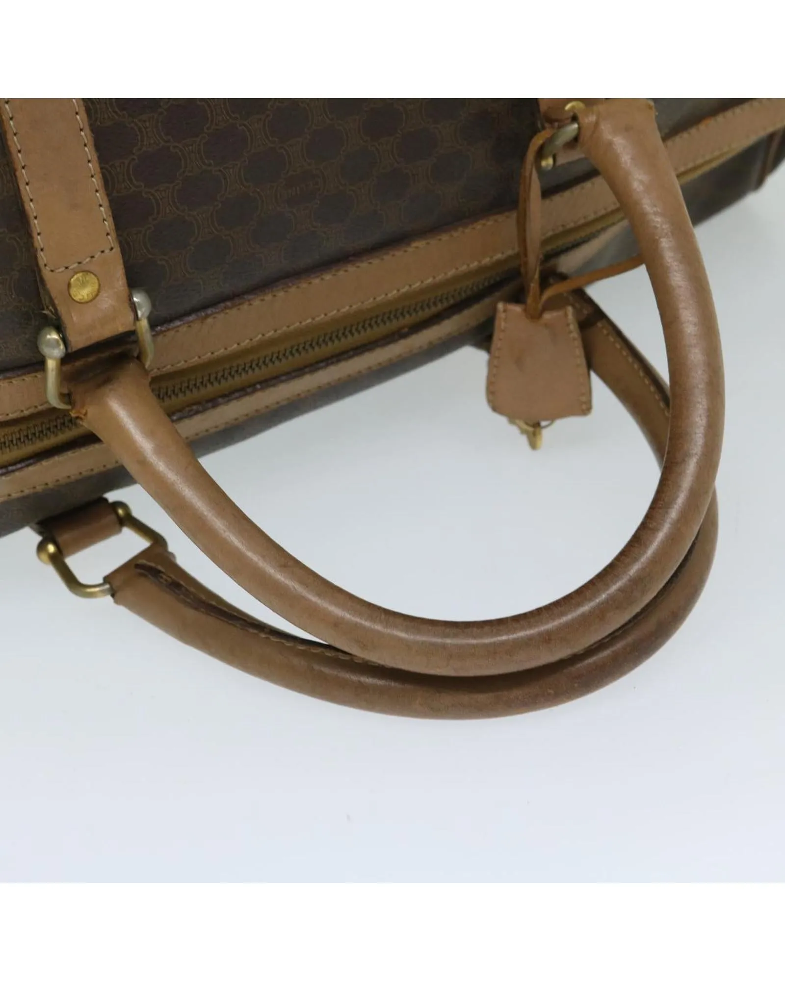 Authentic Celine Macadam Canvas Boston Bag in Brown