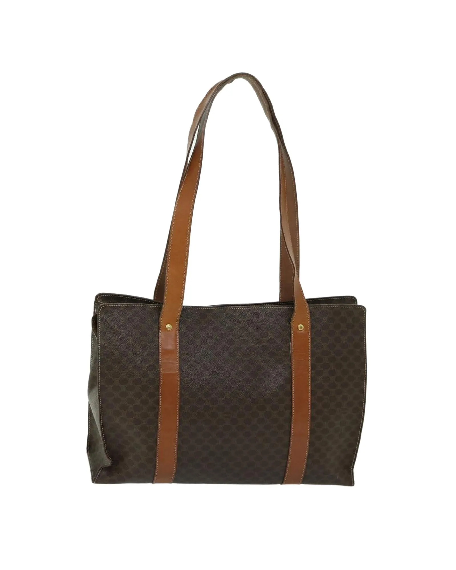 Authentic Celine Macadam Canvas Tote Bag in Brown