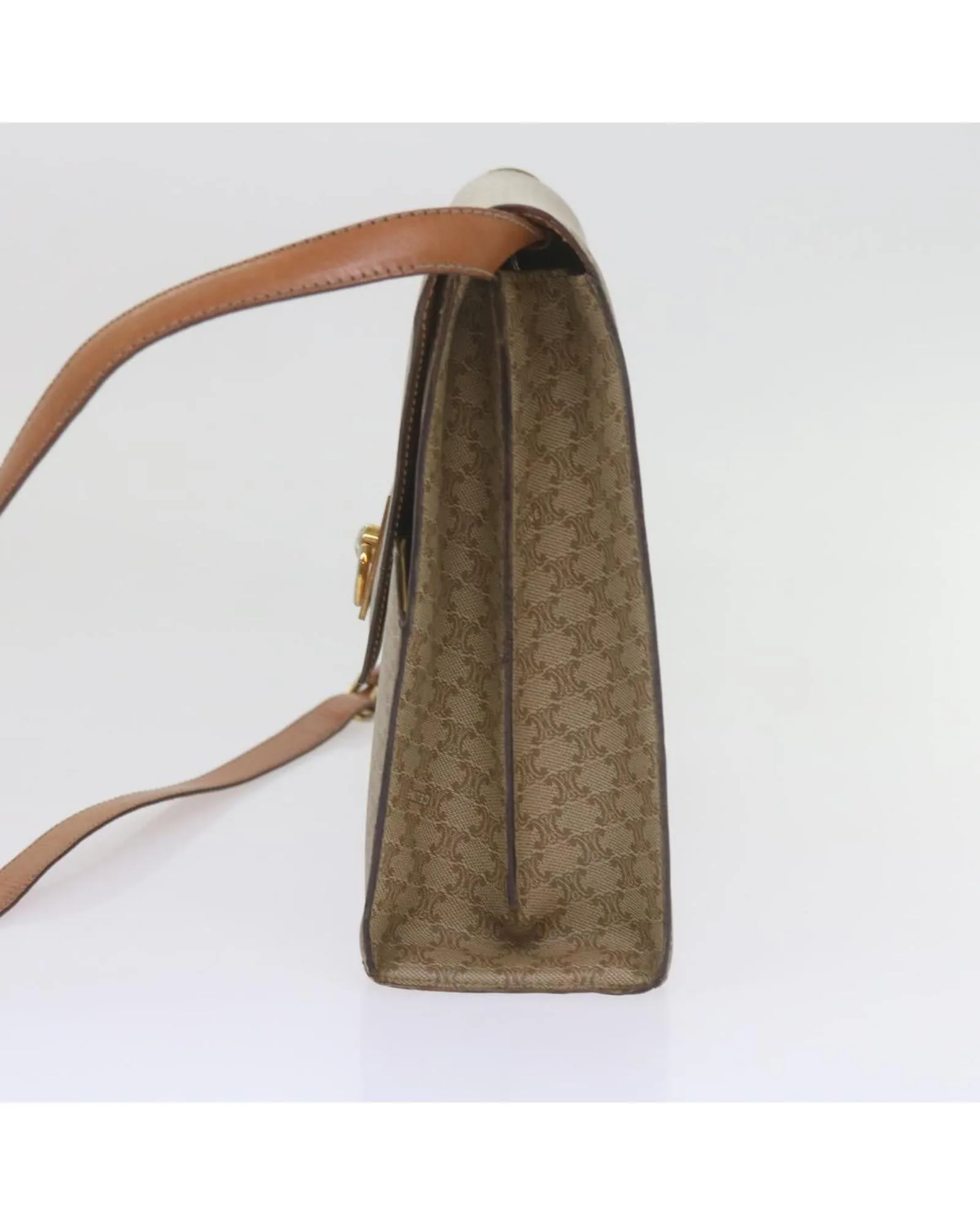 Authentic Macadam Canvas Shoulder Bag in Beige and Brown