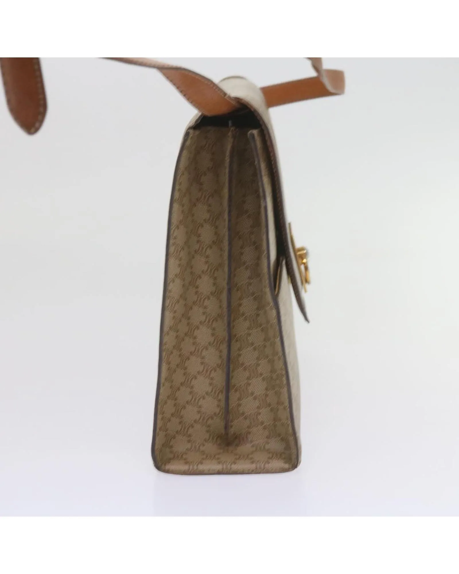 Authentic Macadam Canvas Shoulder Bag in Beige and Brown