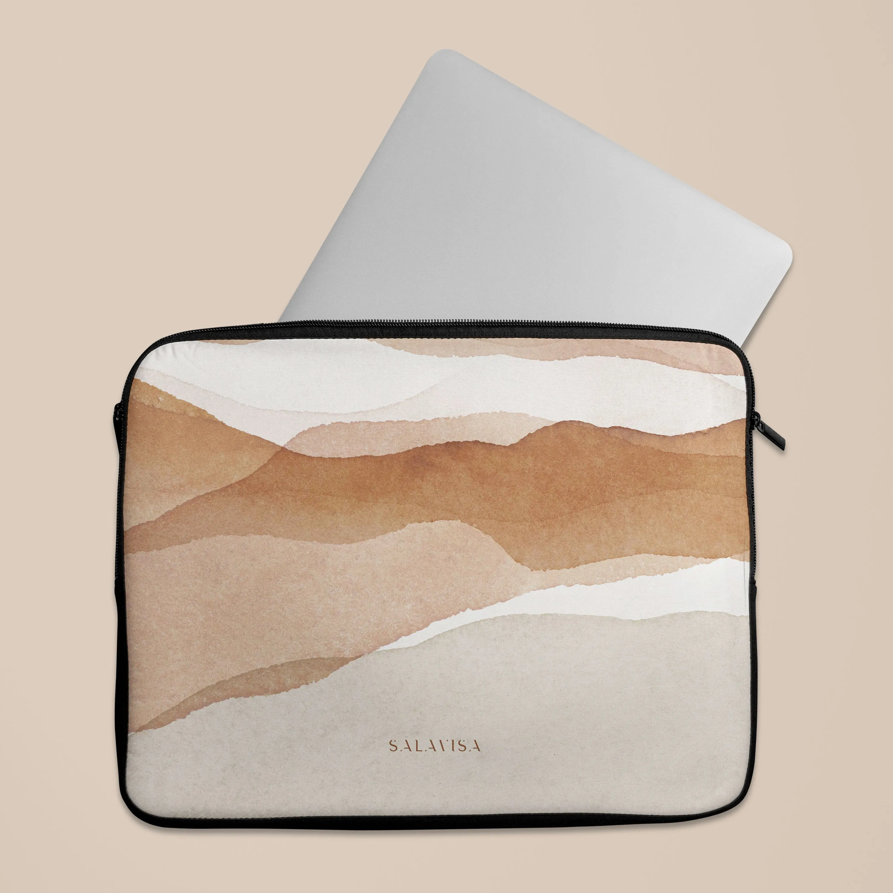 Beige Topographic Laptop Sleeve