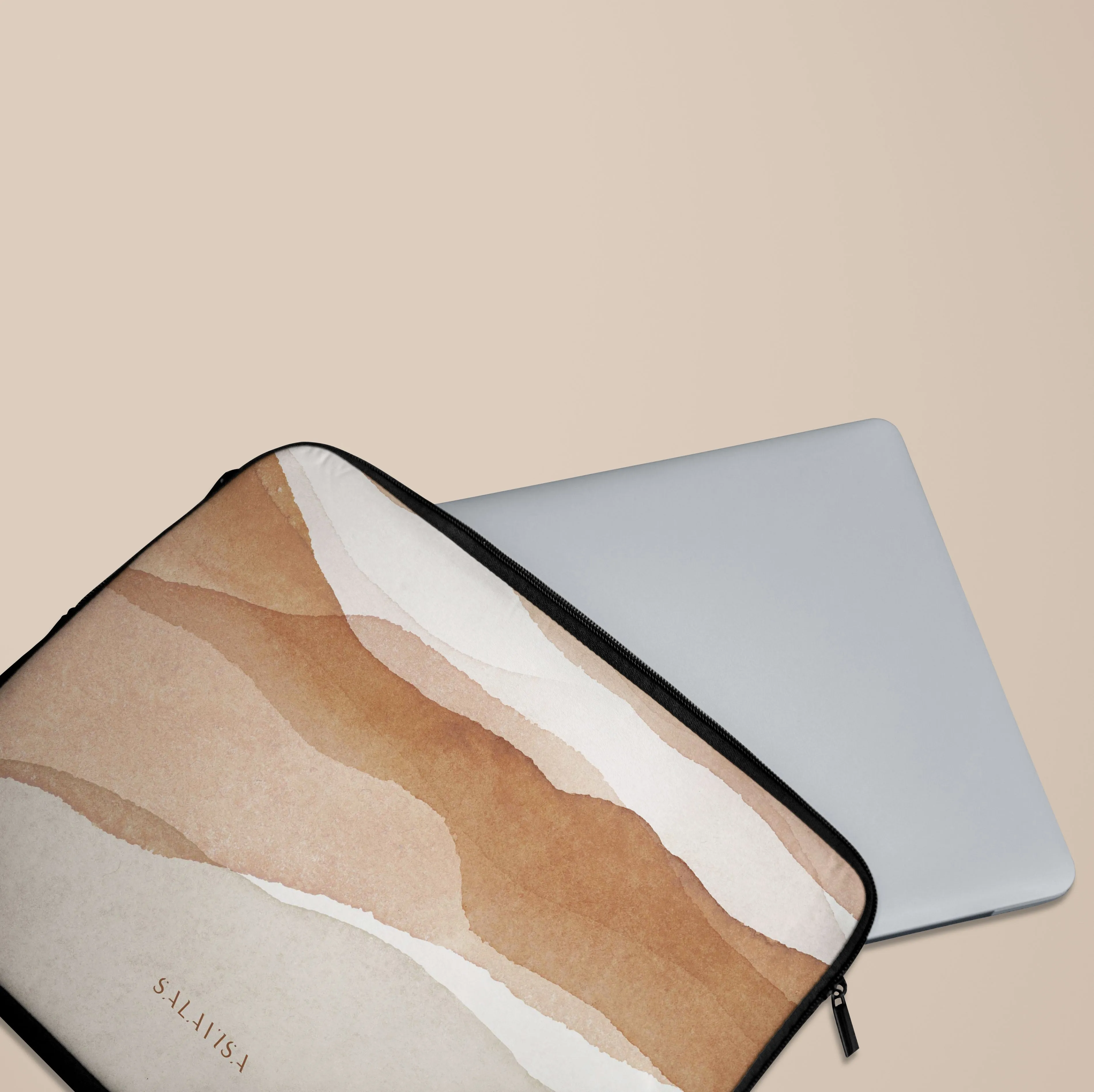 Beige Topographic Laptop Sleeve