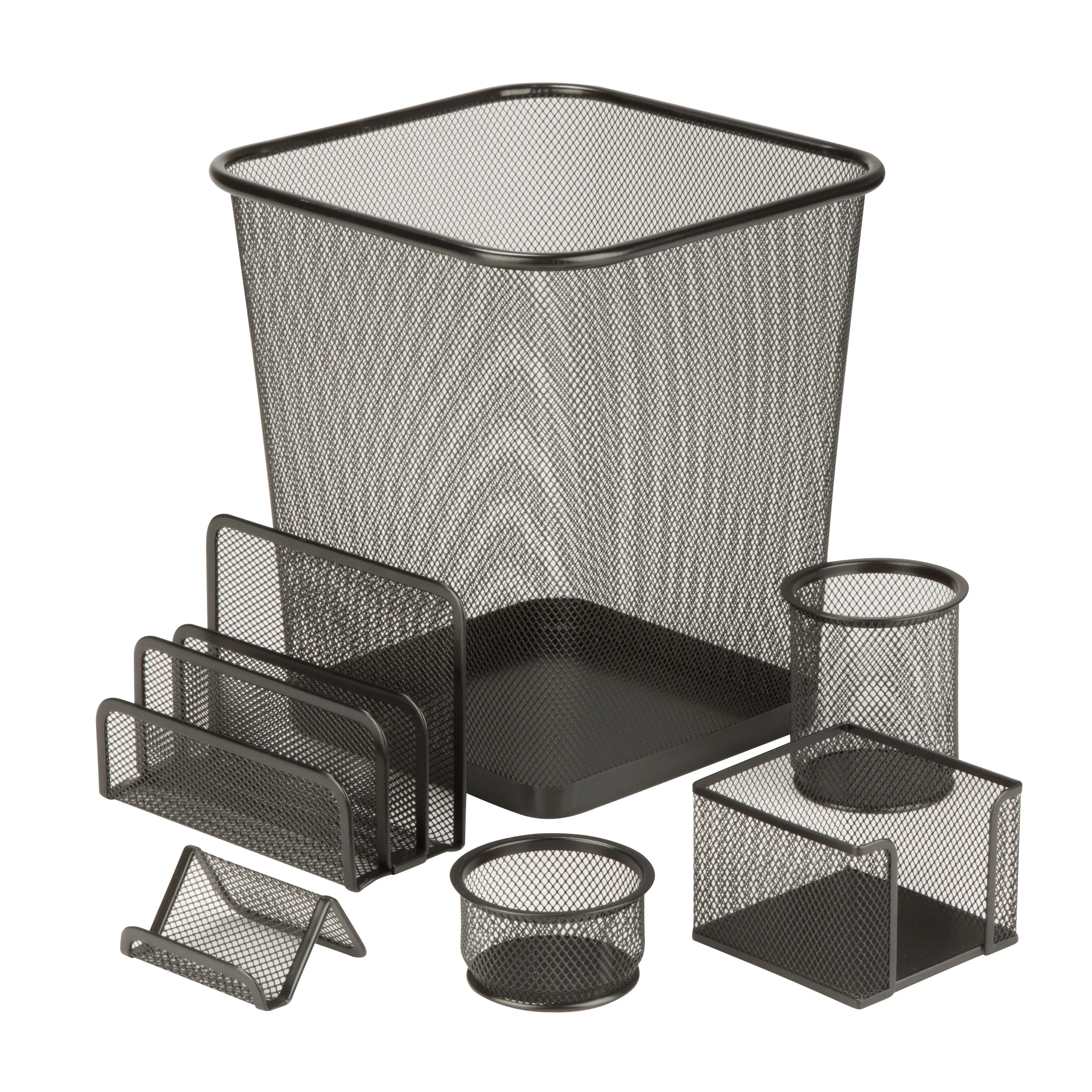 Black Metal Mesh Desk Organizers (6-Piece Set)