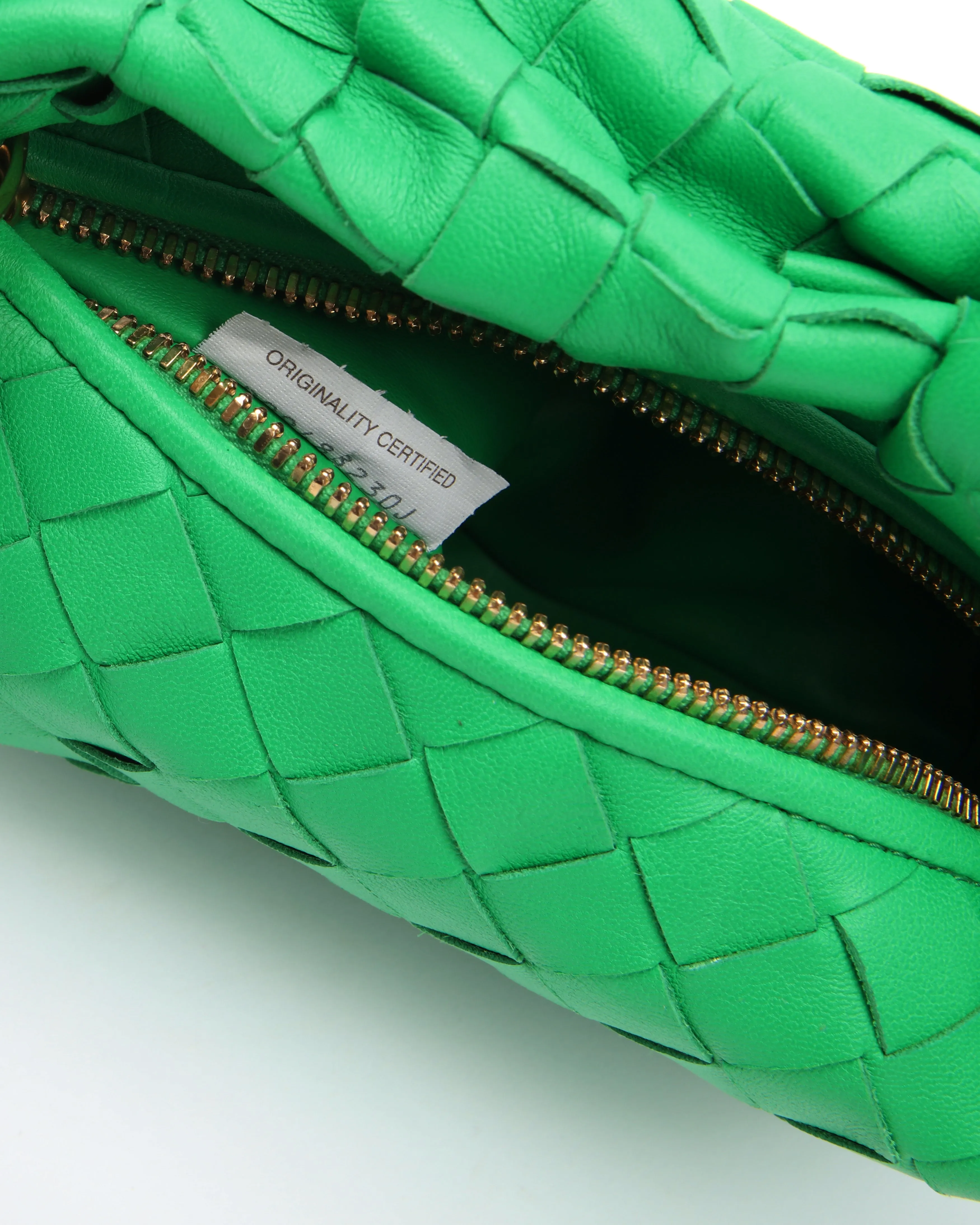 Bottega Green Intrecciato Leather Mini Jodie Bag