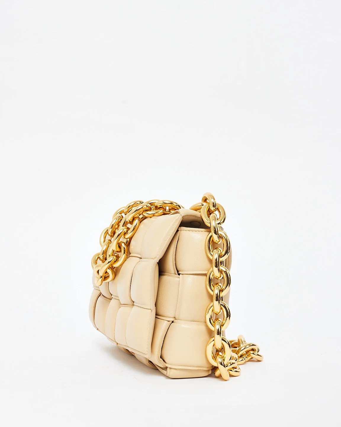 Bottega Veneta Beige (Porridge) Gold Chain Padded Cassette Bag