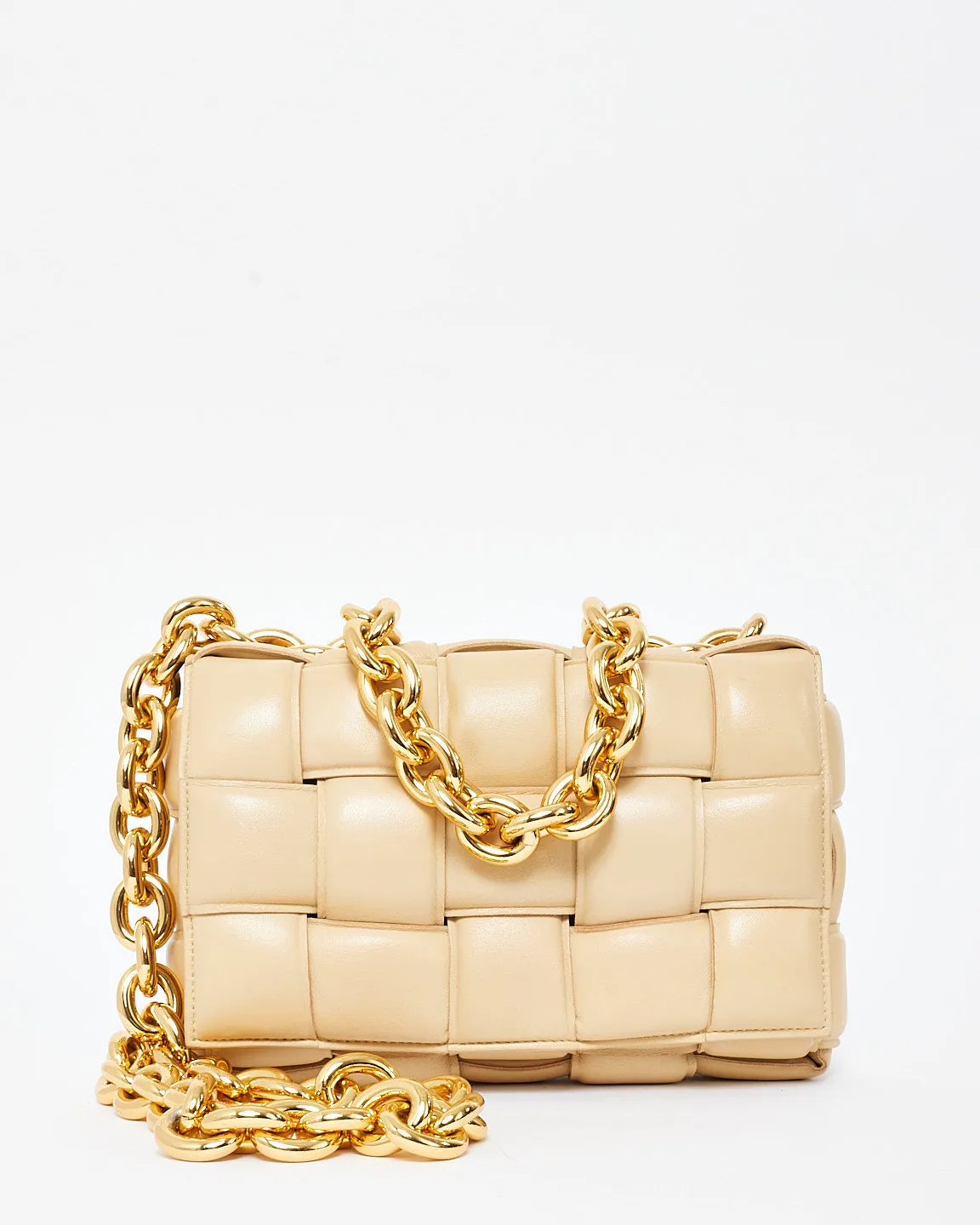 Bottega Veneta Beige (Porridge) Gold Chain Padded Cassette Bag