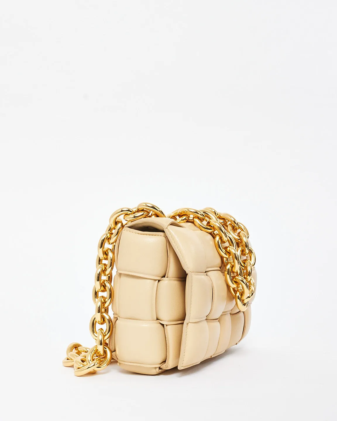 Bottega Veneta Beige (Porridge) Gold Chain Padded Cassette Bag