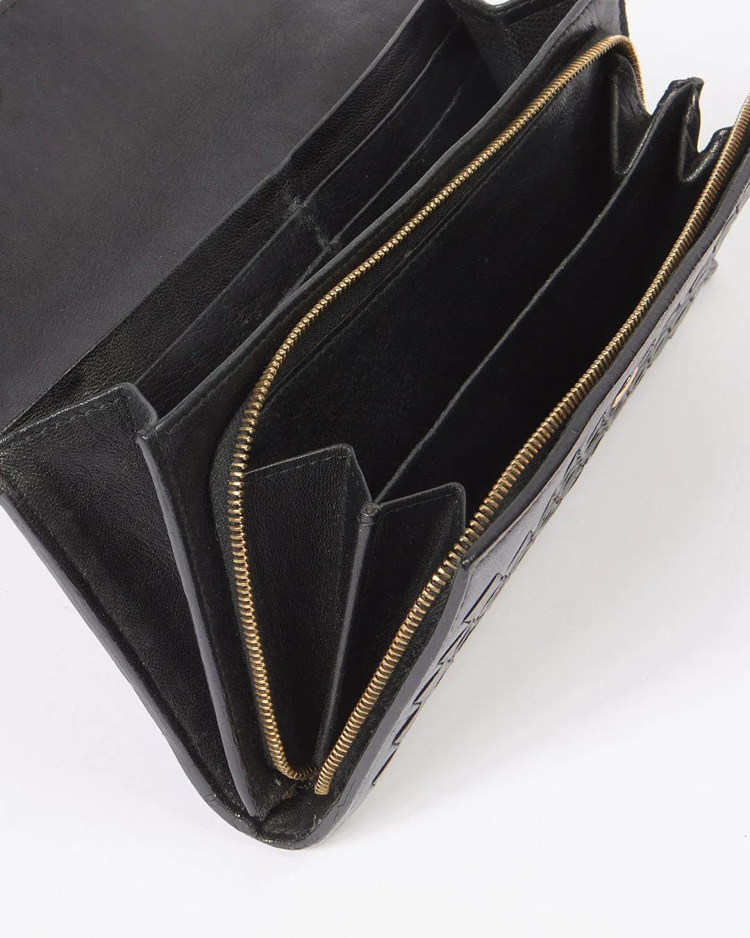 Bottega Veneta Black Intrecciato Leather Continental Flap Wallet