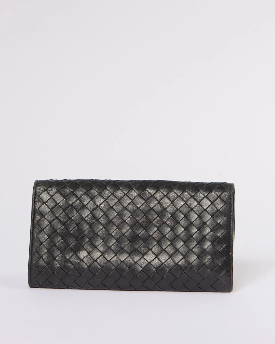 Bottega Veneta Black Intrecciato Leather Continental Flap Wallet