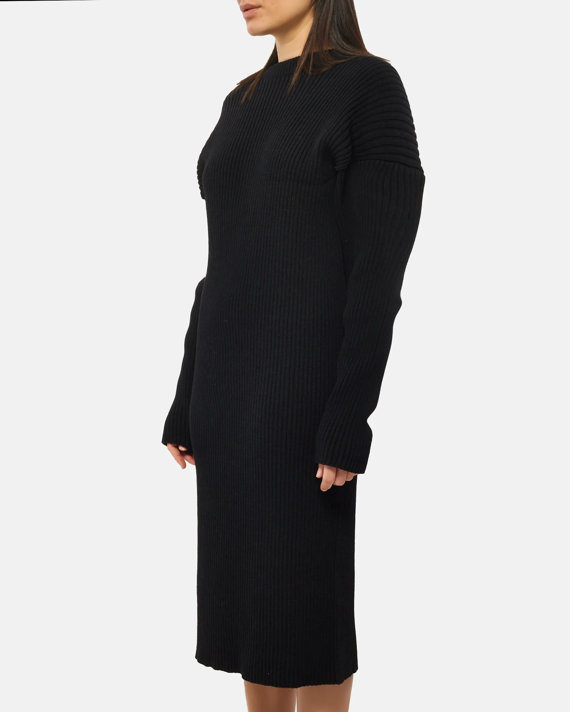 Bottega Veneta Black Knit Backless Midi Dress - S