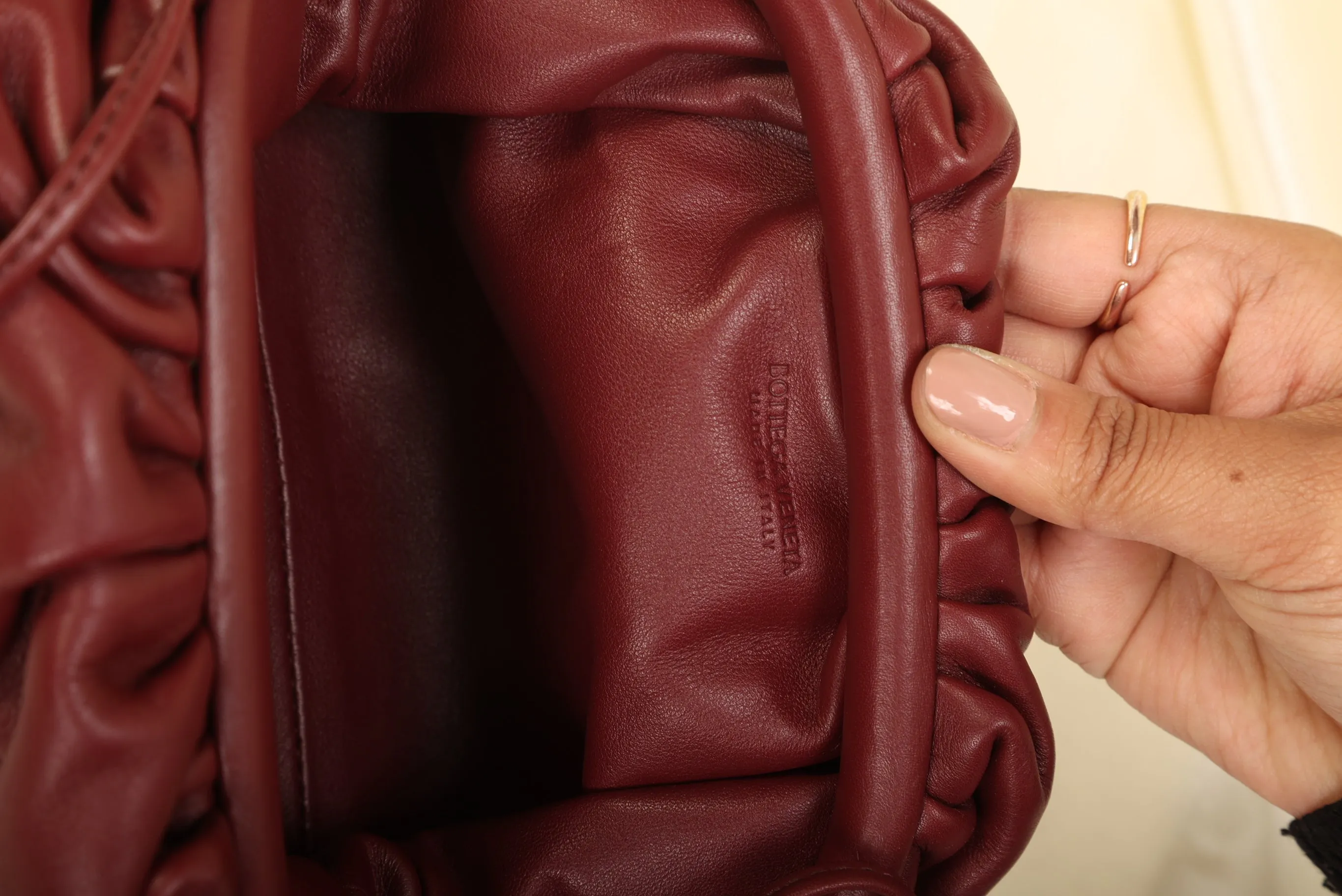 Bottega Veneta Bordeaux Mini The Pouch Leather Clutch