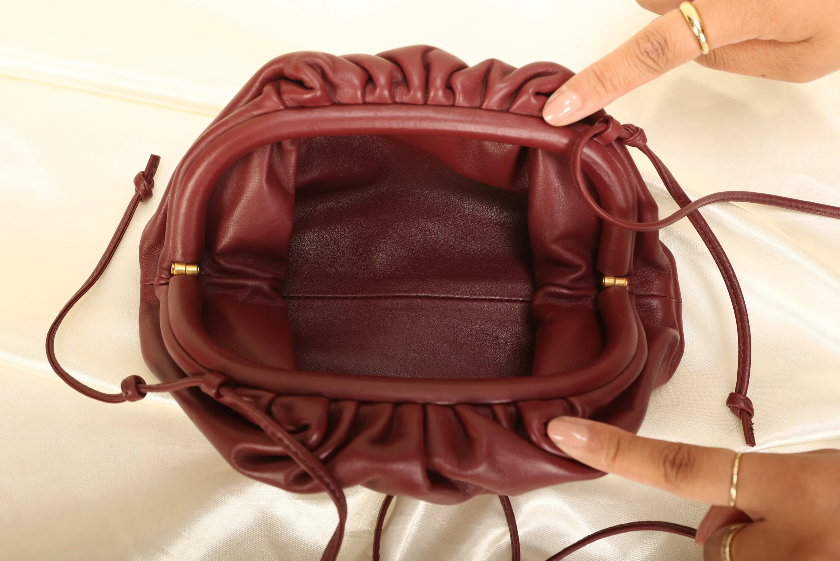 Bottega Veneta Bordeaux Mini The Pouch Leather Clutch