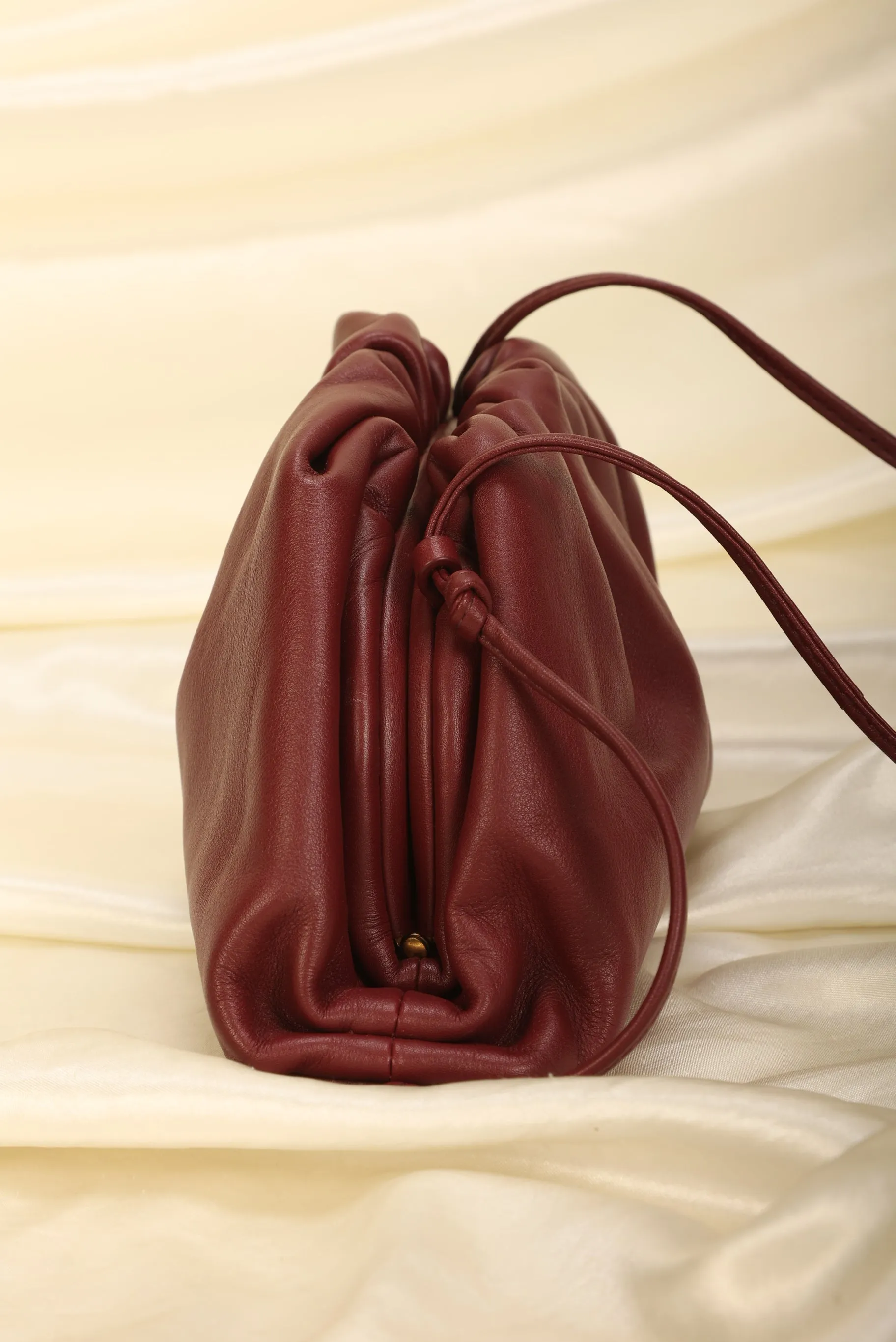 Bottega Veneta Bordeaux Mini The Pouch Leather Clutch