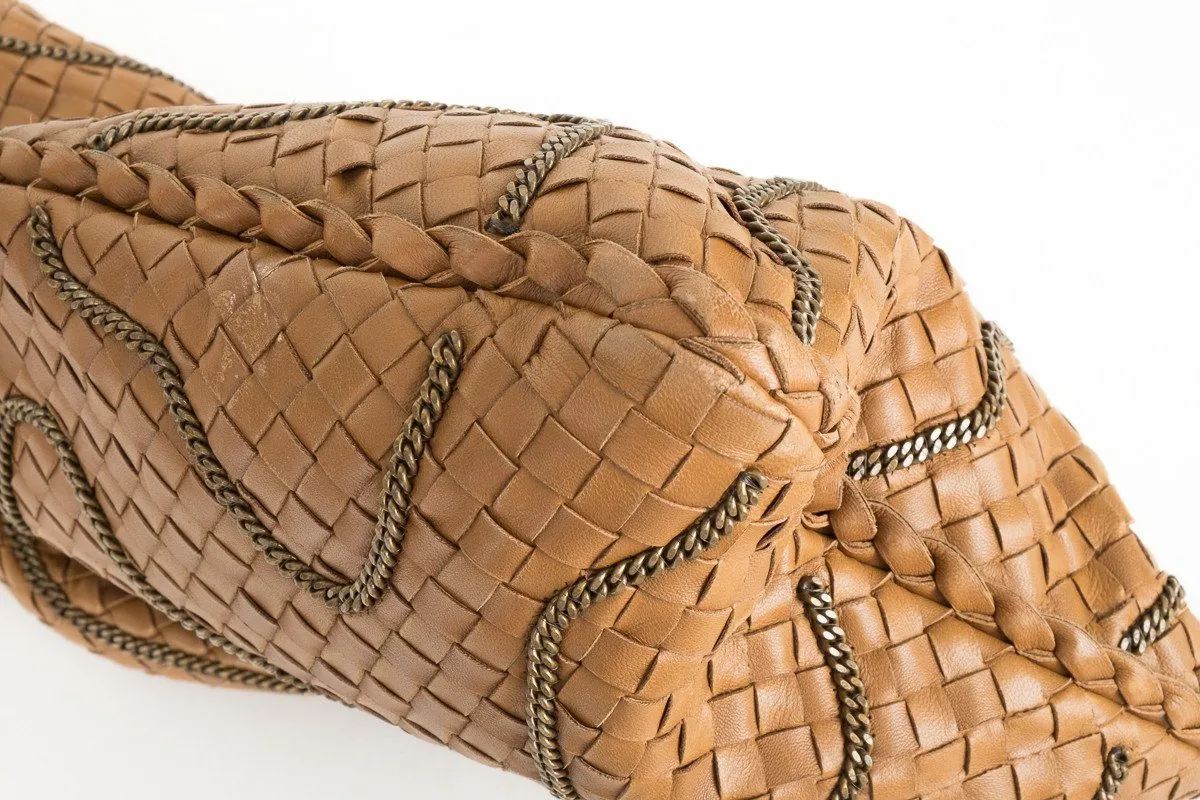 Bottega Veneta Brown Intrecciato Nappa Chain Hobo Bag