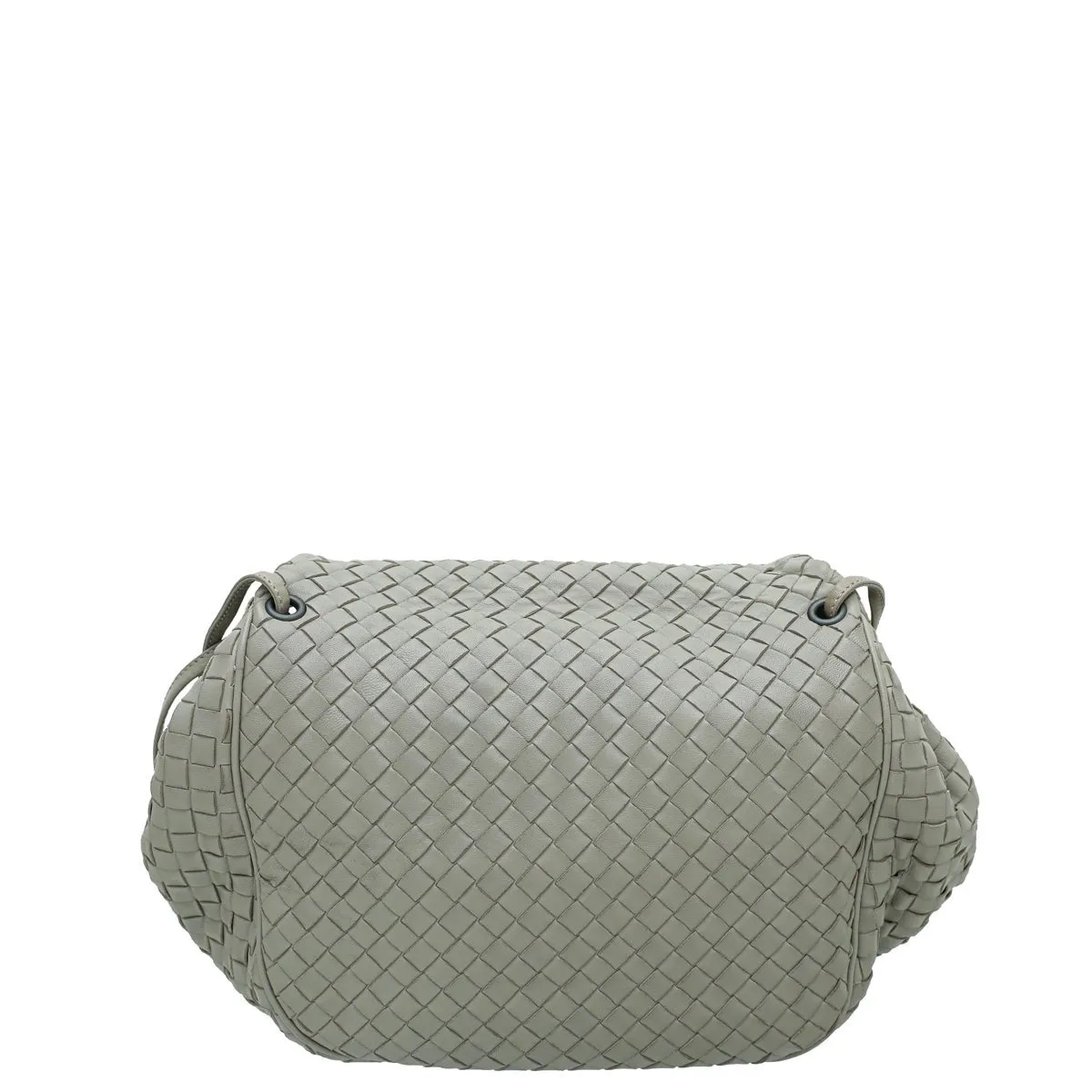 Bottega Veneta Gray Intrecciato Drawstring Flap Crossbody Bag