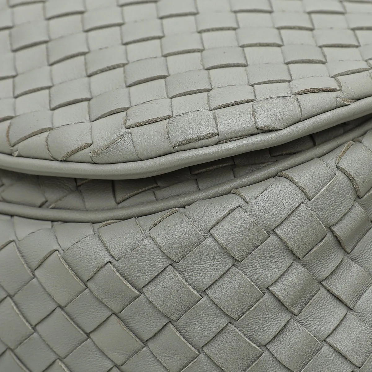 Bottega Veneta Gray Intrecciato Drawstring Flap Crossbody Bag