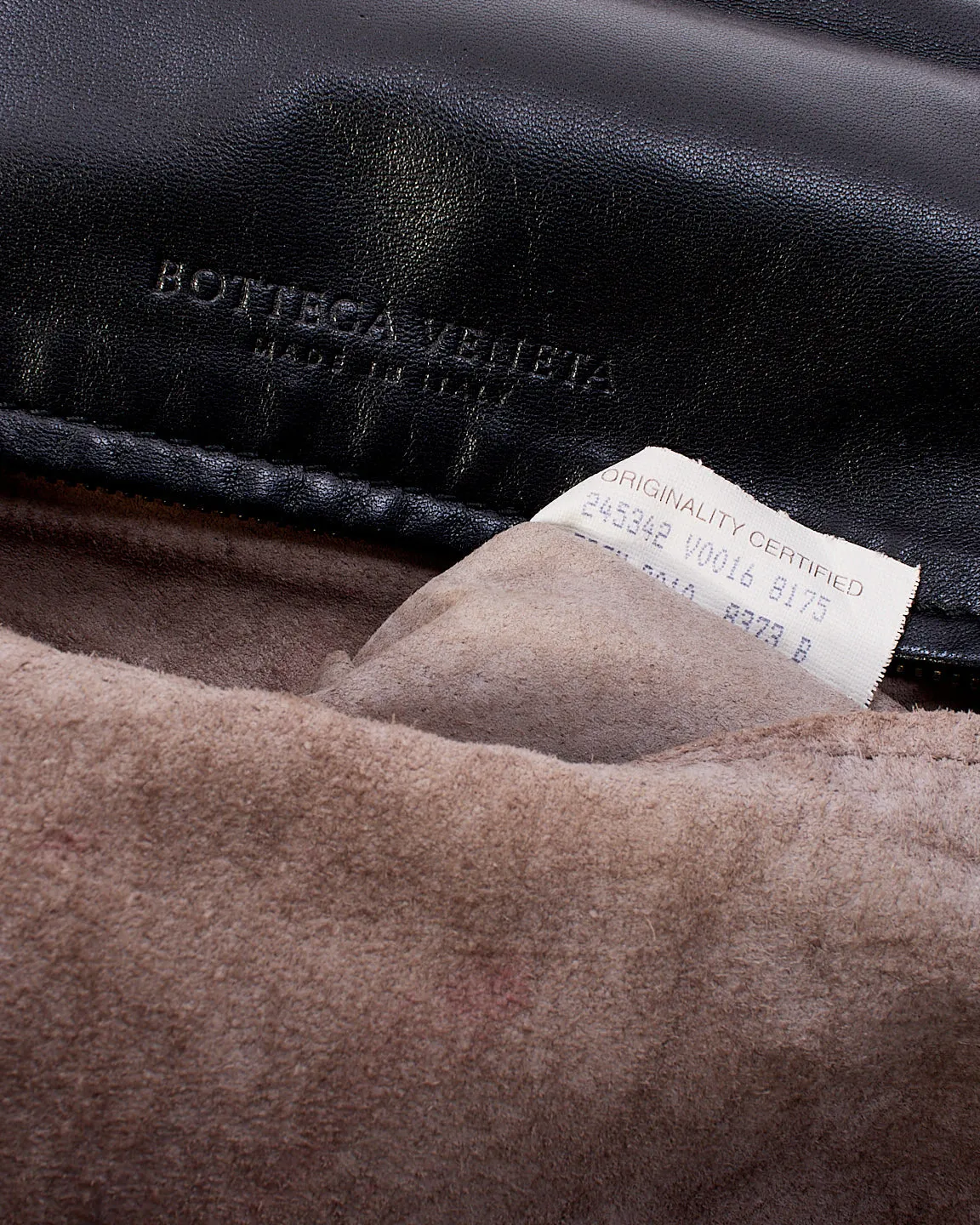 Bottega Vintage Black Leather Intrecciato Messenger Bag