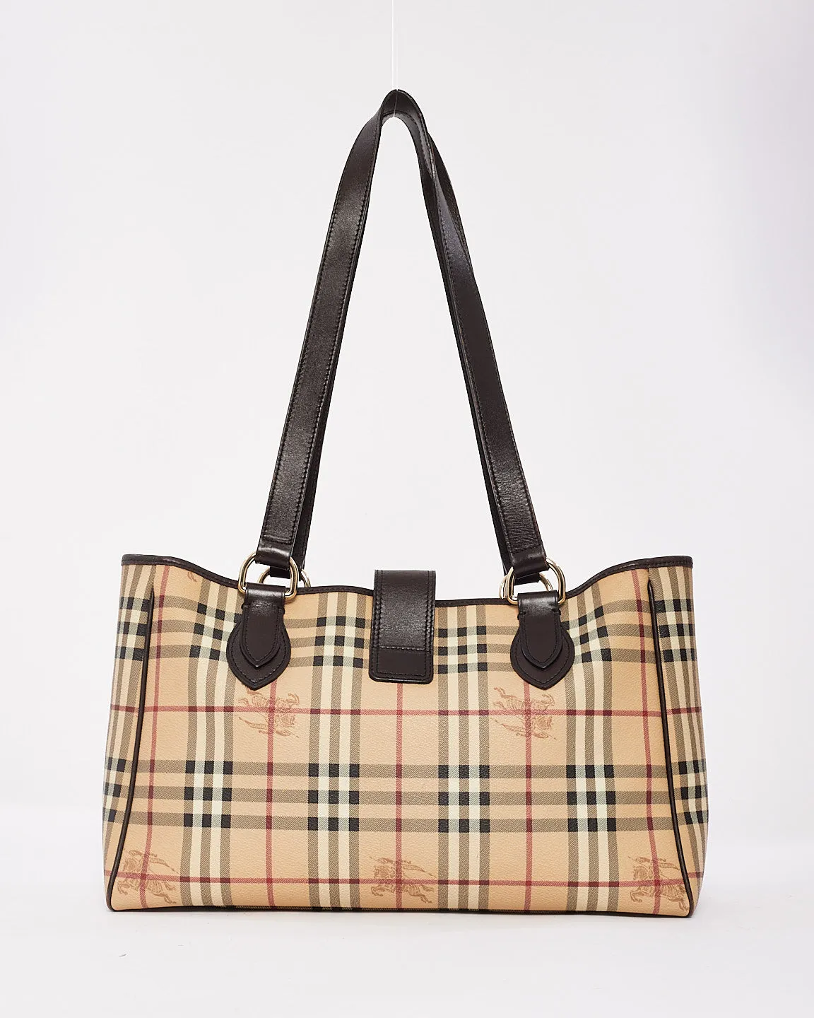 Burberry Haymarket Check Coated Canvas Buckle Eden Tote Bag