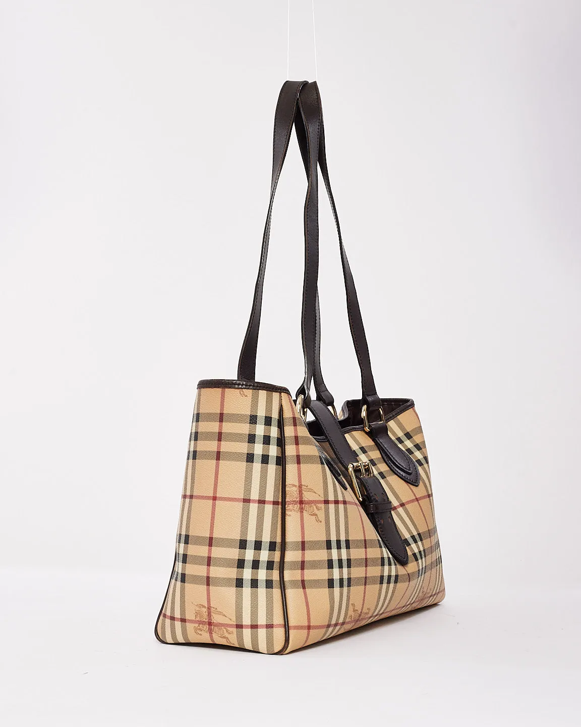 Burberry Haymarket Check Coated Canvas Buckle Eden Tote Bag