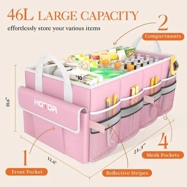 Car Trunk Organizer with 5 Pockets, Foldable & Sturdy for SUVs, Sedans, and Vans