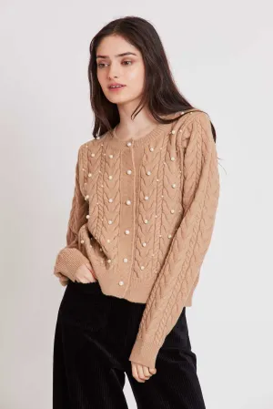 Cardigan CELINE a girocollo in maglia a trecce