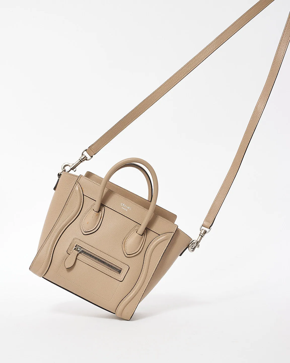 Celine Beige Leather Nano Luggage Tote