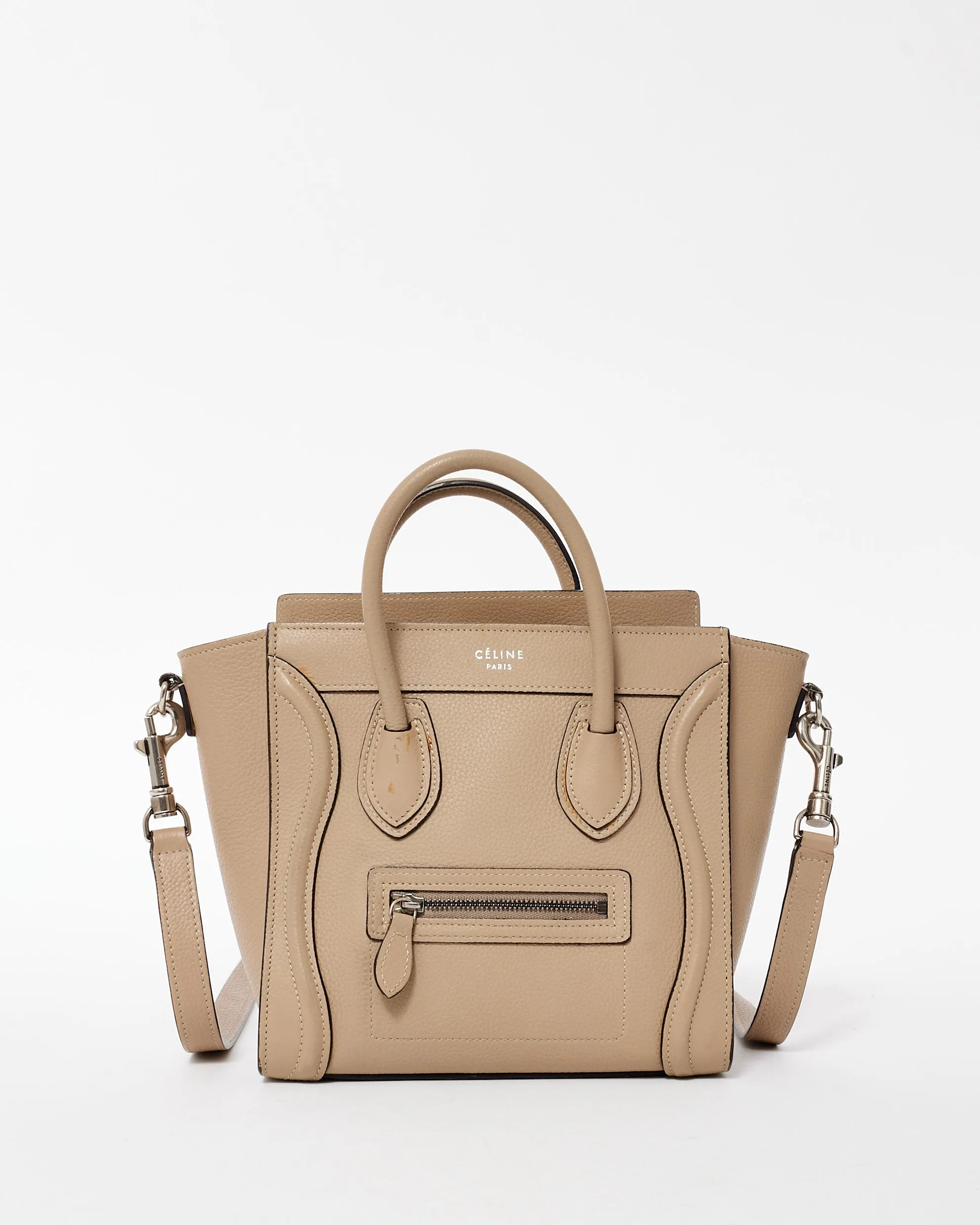 Celine Beige Leather Nano Luggage Tote