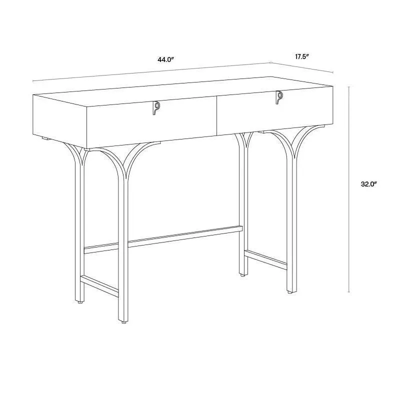 Celine Console Table Cream With Antique Brass Legs