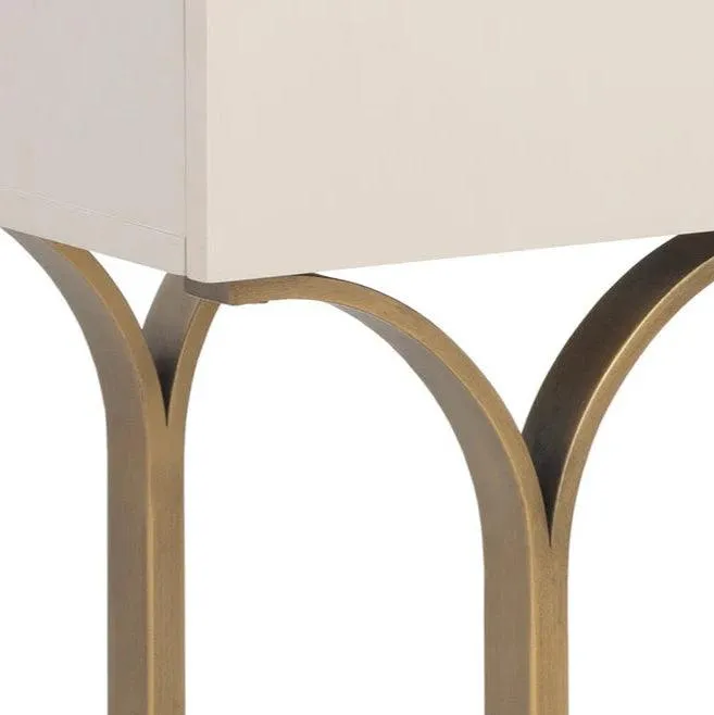 Celine Console Table Cream With Antique Brass Legs