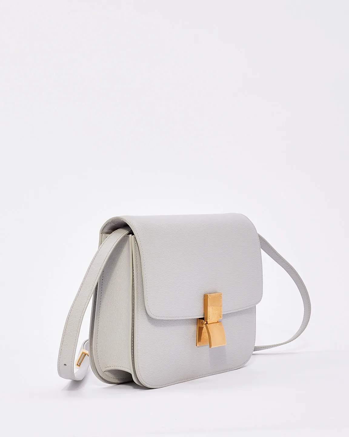 Celine Light Grey Box Calfskin Leather Medium Box Bag