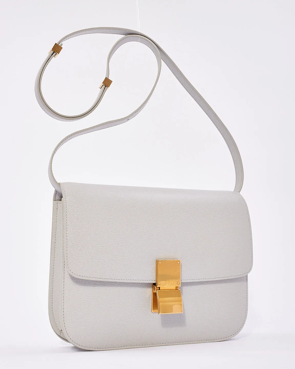 Celine Light Grey Box Calfskin Leather Medium Box Bag