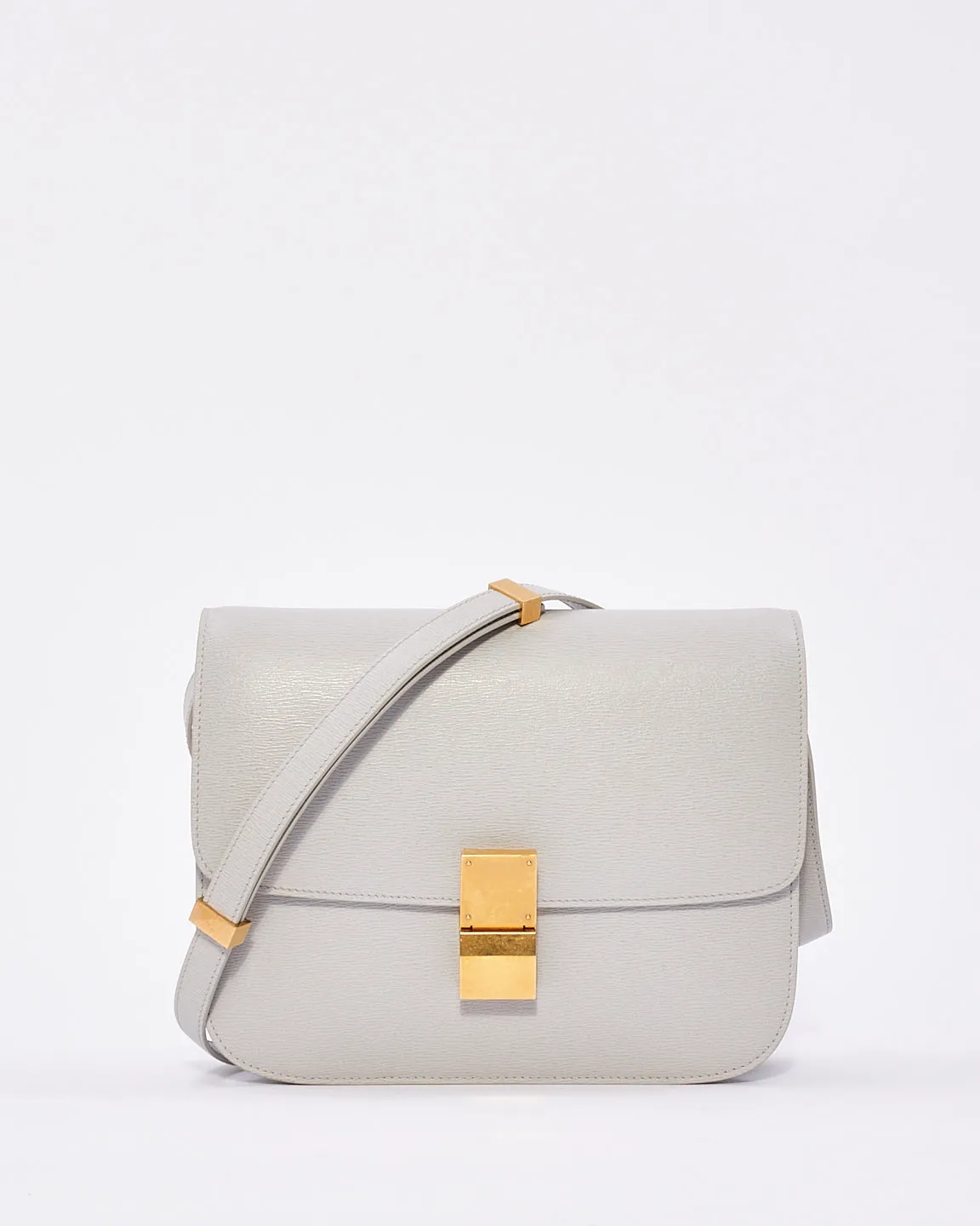 Celine Light Grey Box Calfskin Leather Medium Box Bag