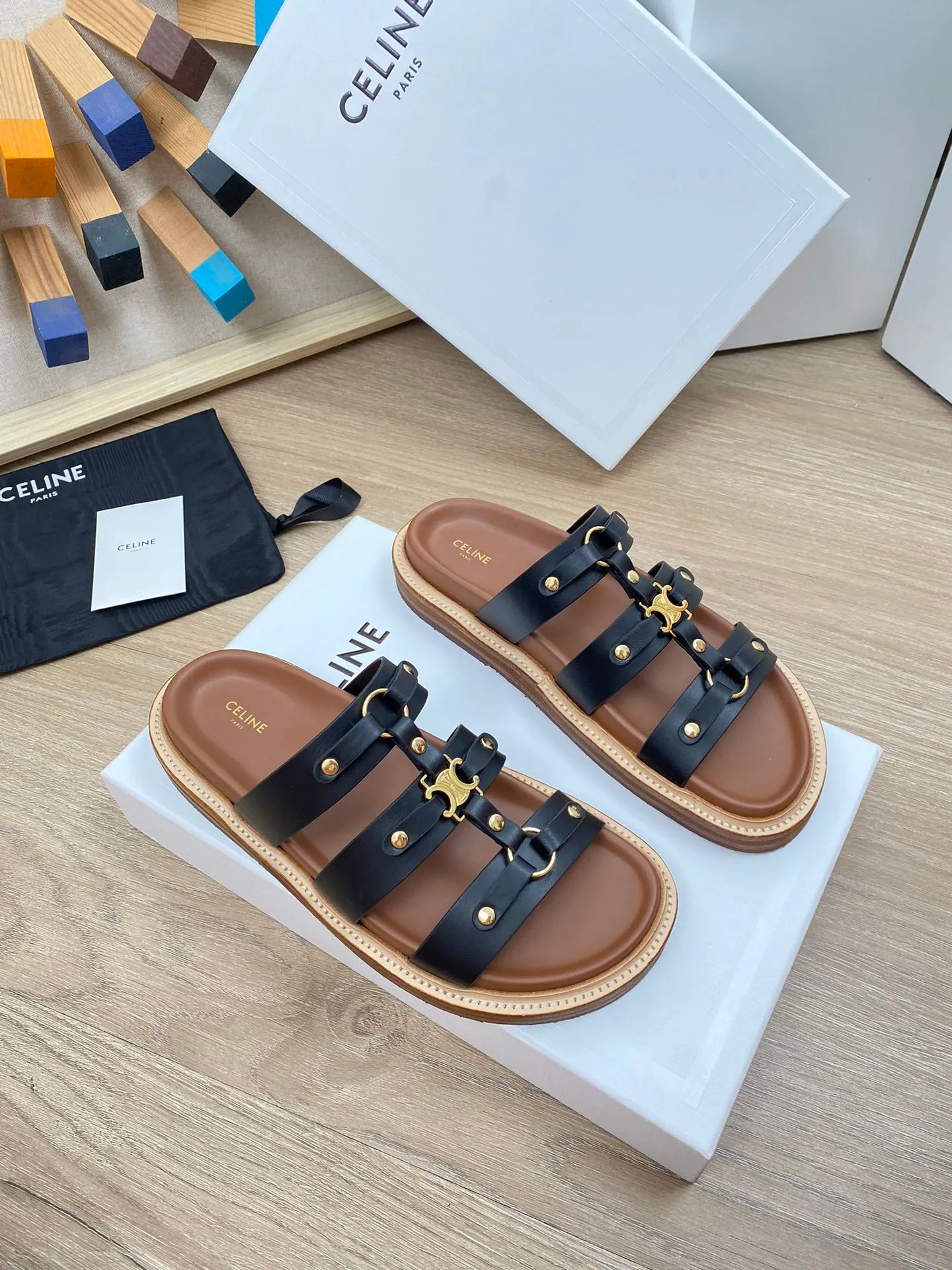 Celine Slides Tippi in Calfskin