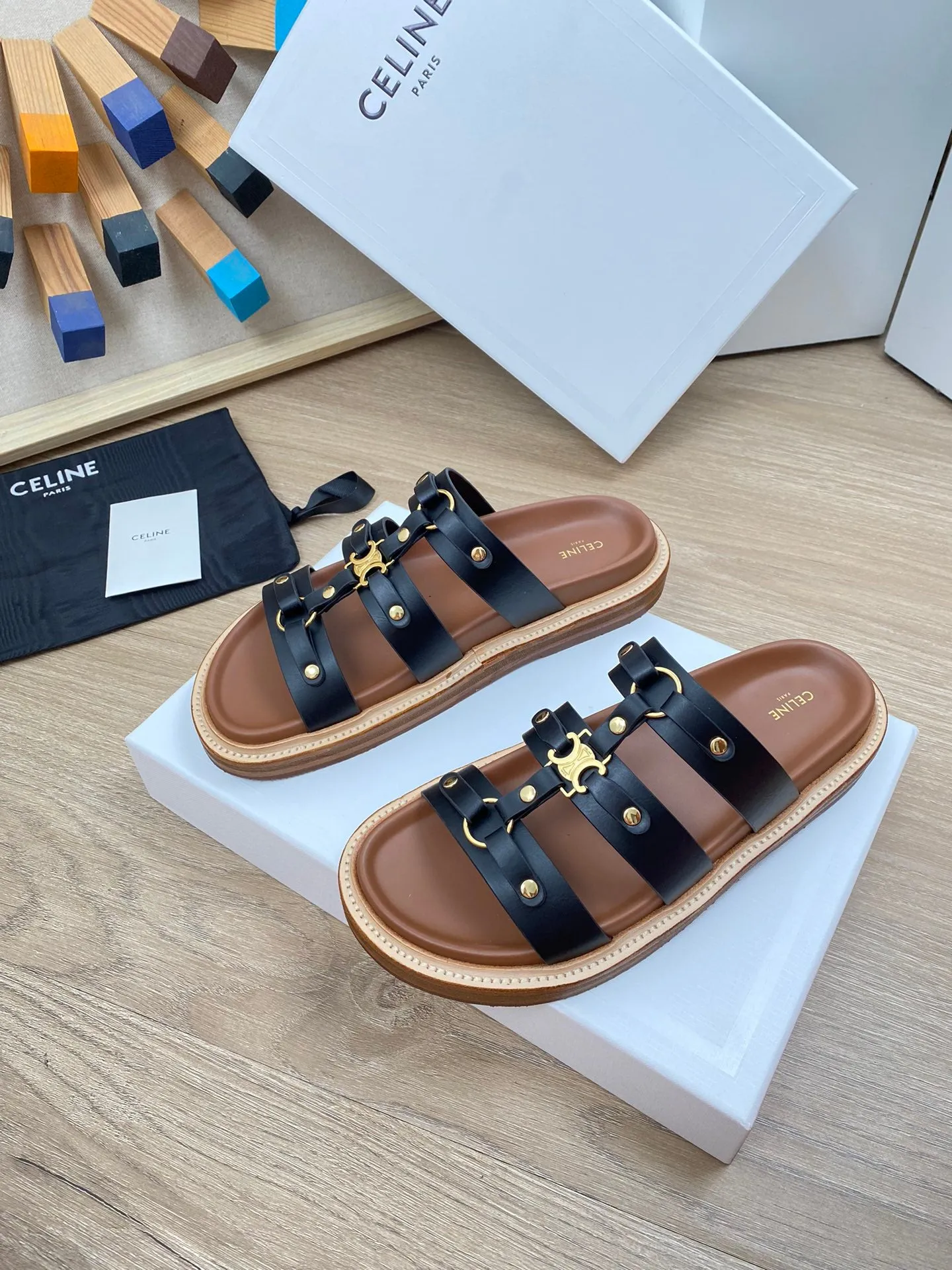 Celine Slides Tippi in Calfskin