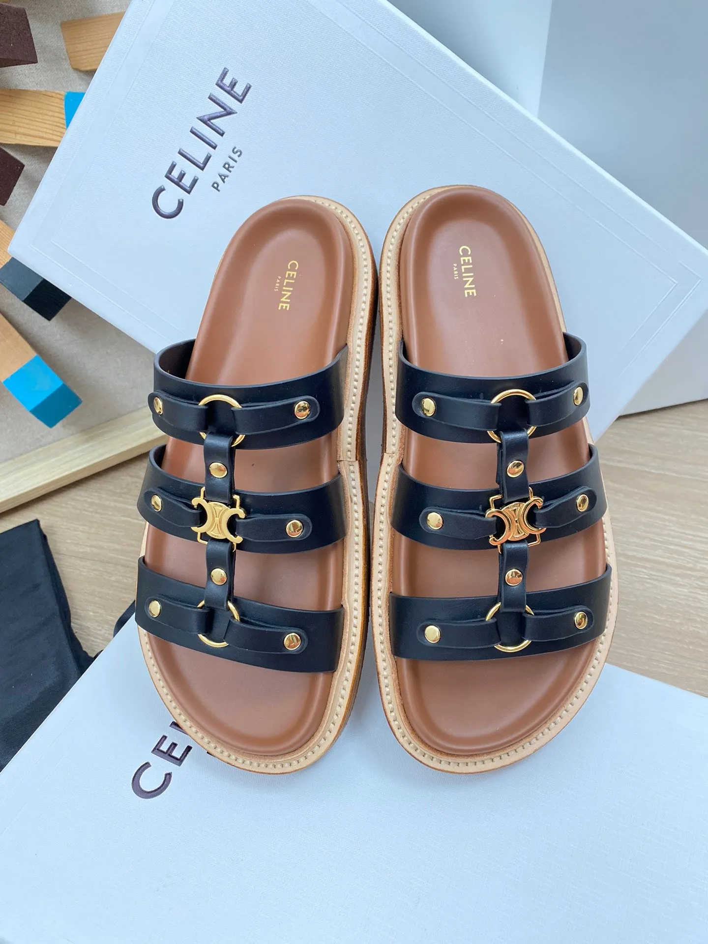 Celine Slides Tippi in Calfskin