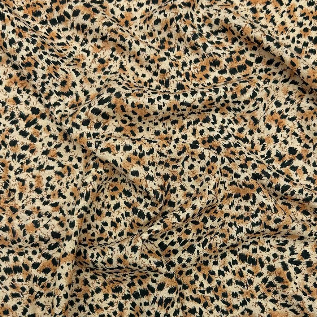 Cheetah Print Viscose Challis Fabric