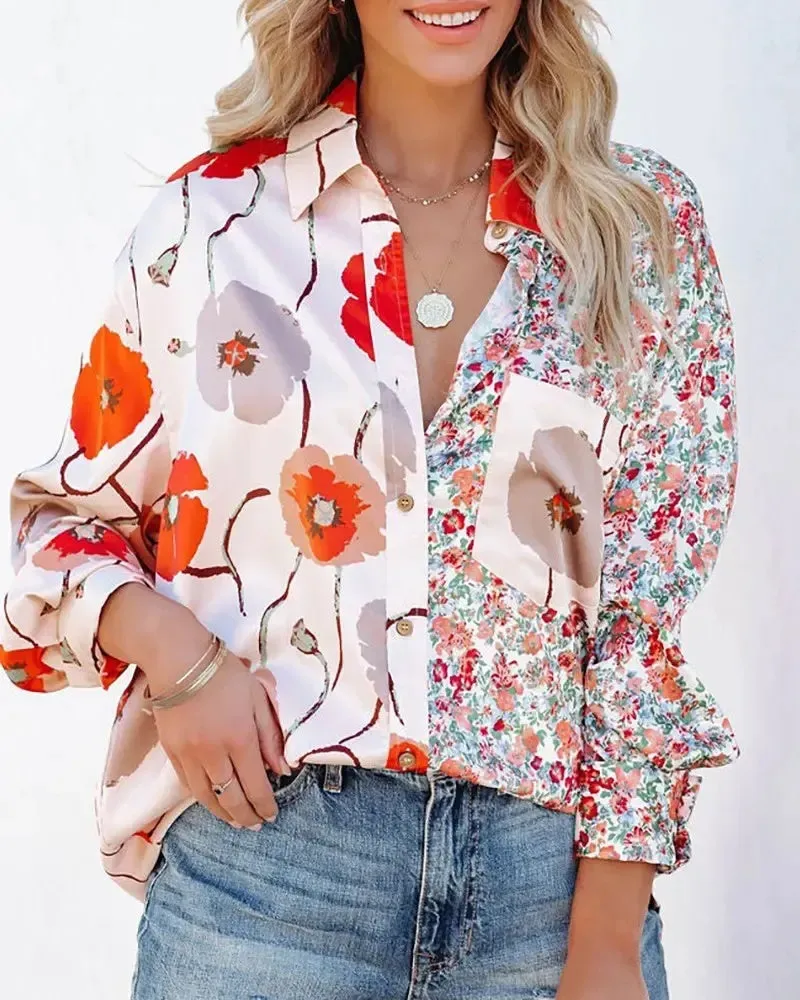 Deanwangkt - Floral Print Long Sleeve Shirt