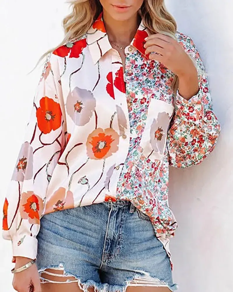 Deanwangkt - Floral Print Long Sleeve Shirt