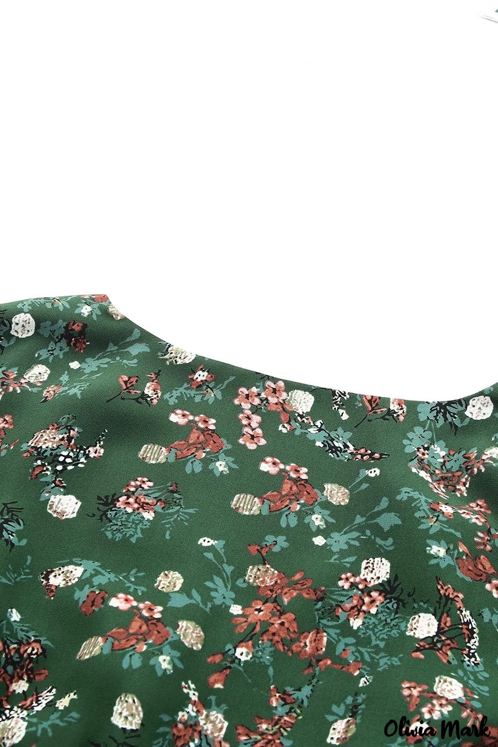 Deanwangkt - Green Floral Print Wrap V-Neck Peplum Top